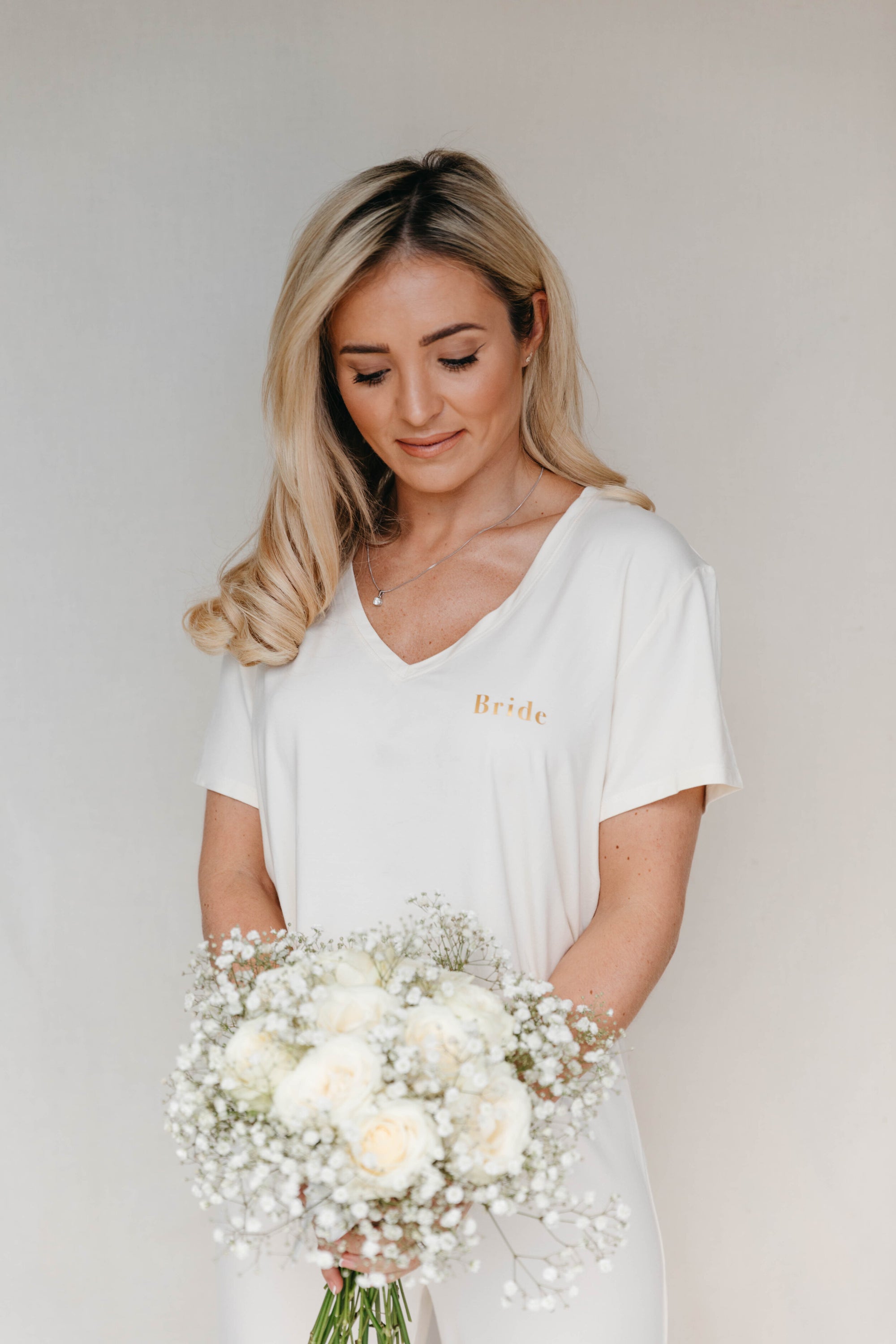 Bridal PJ V-Neck Soft Ivory T-Shirt