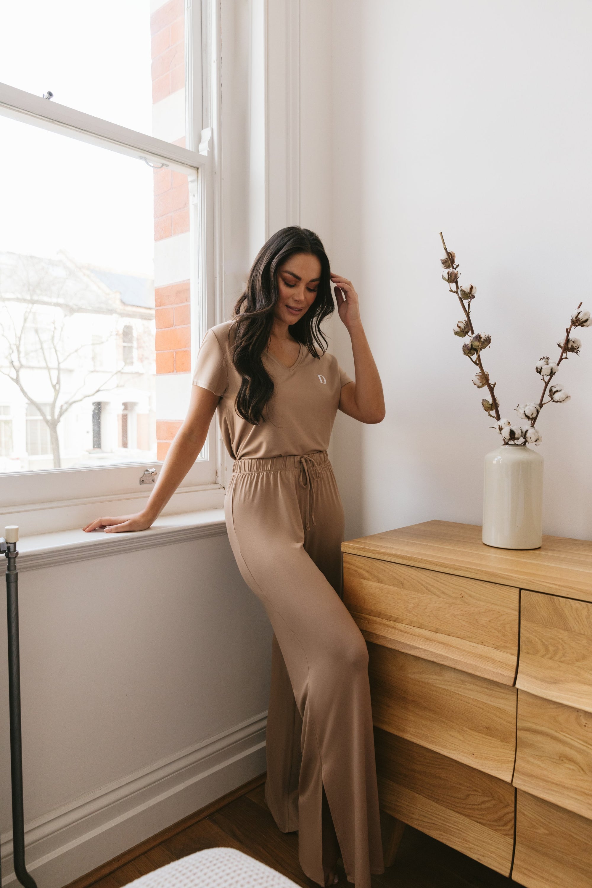 Spiced Chai drawstring wide-leg trousers