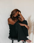 True Black drawstring wide-leg trousers