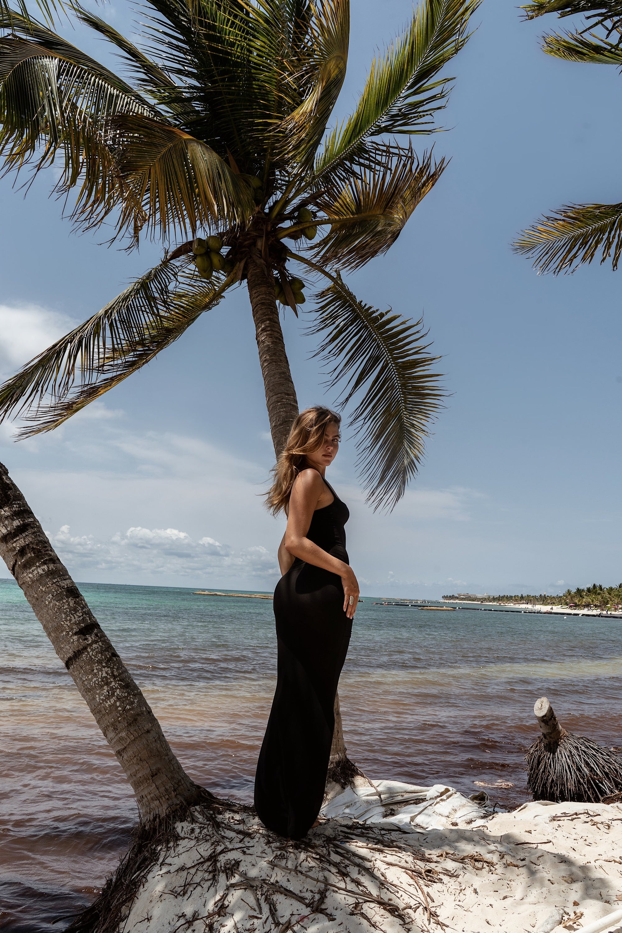 True Black Bamboo Rib Maxi Lounge Dress