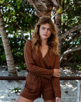 Chestnut Brown Bamboo Rib Shorts