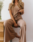 Spiced Chai drawstring wide-leg trousers