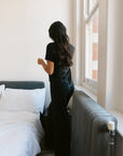 True Black drawstring wide-leg trousers