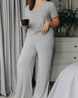 Pebble Grey drawstring wide-leg trousers