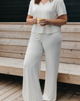 Soft Ivory drawstring wide-leg trousers
