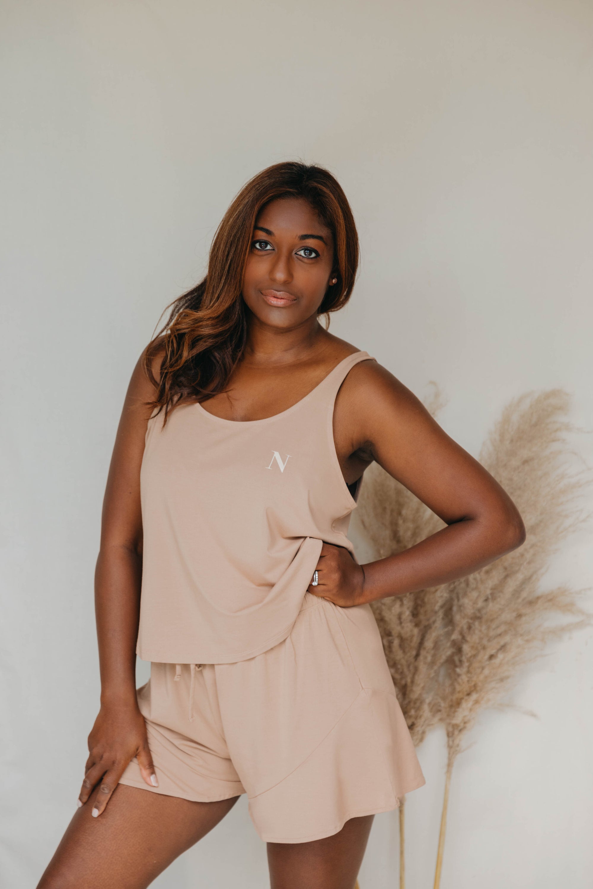 Spiced Chai ruffle drawstring shorts