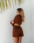 Chestnut Brown Bamboo Rib Shorts