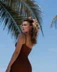 Chestnut Brown Bamboo Rib Maxi Lounge Dress