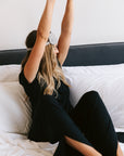 True Black drawstring wide-leg trousers
