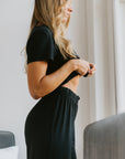True Black drawstring wide-leg trousers