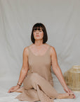 Spiced Chai drawstring wide-leg trousers