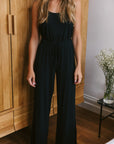 True Black drawstring wide-leg trousers