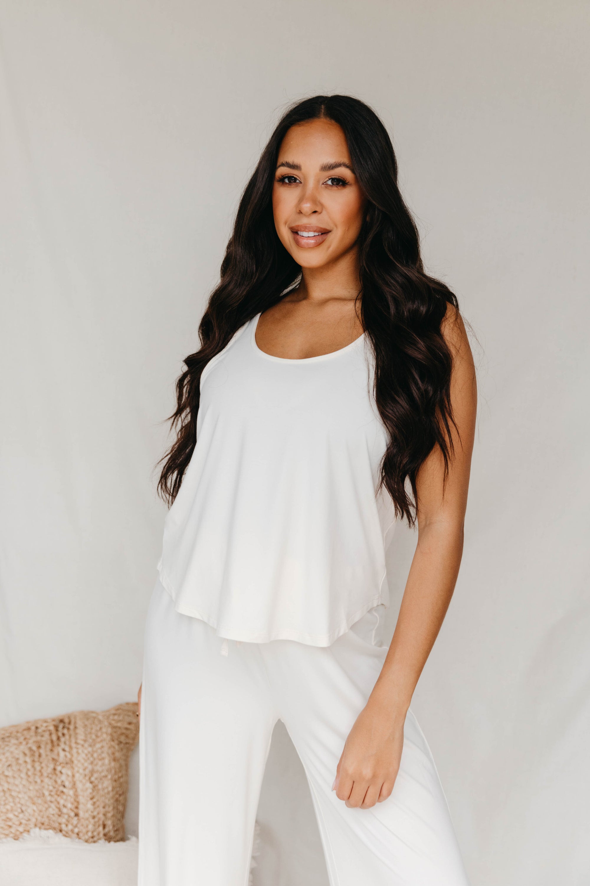 Soft Ivory scoop-neck vest