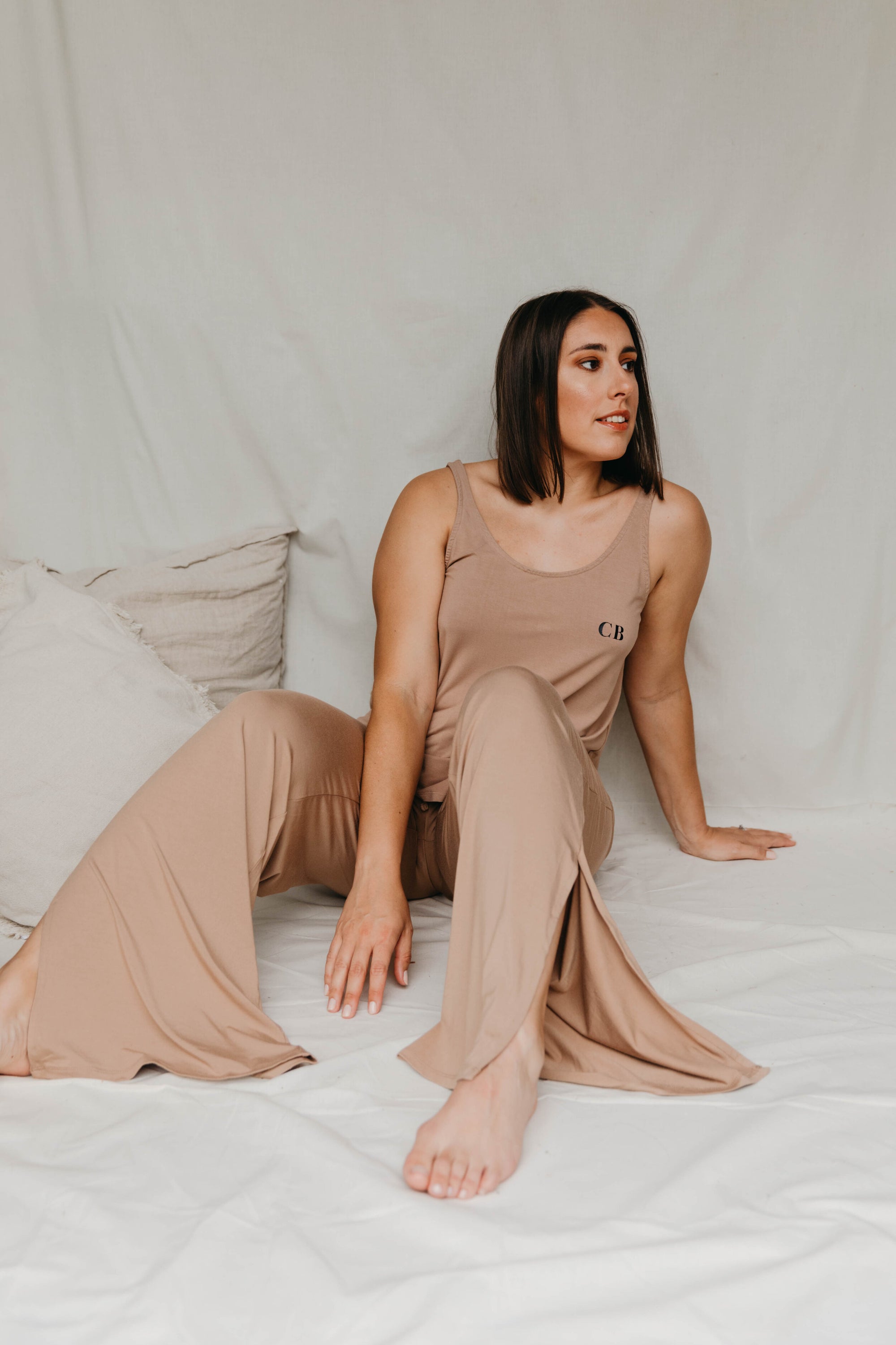 Spiced Chai drawstring wide-leg trousers
