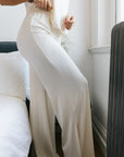 Soft Ivory drawstring wide-leg trousers