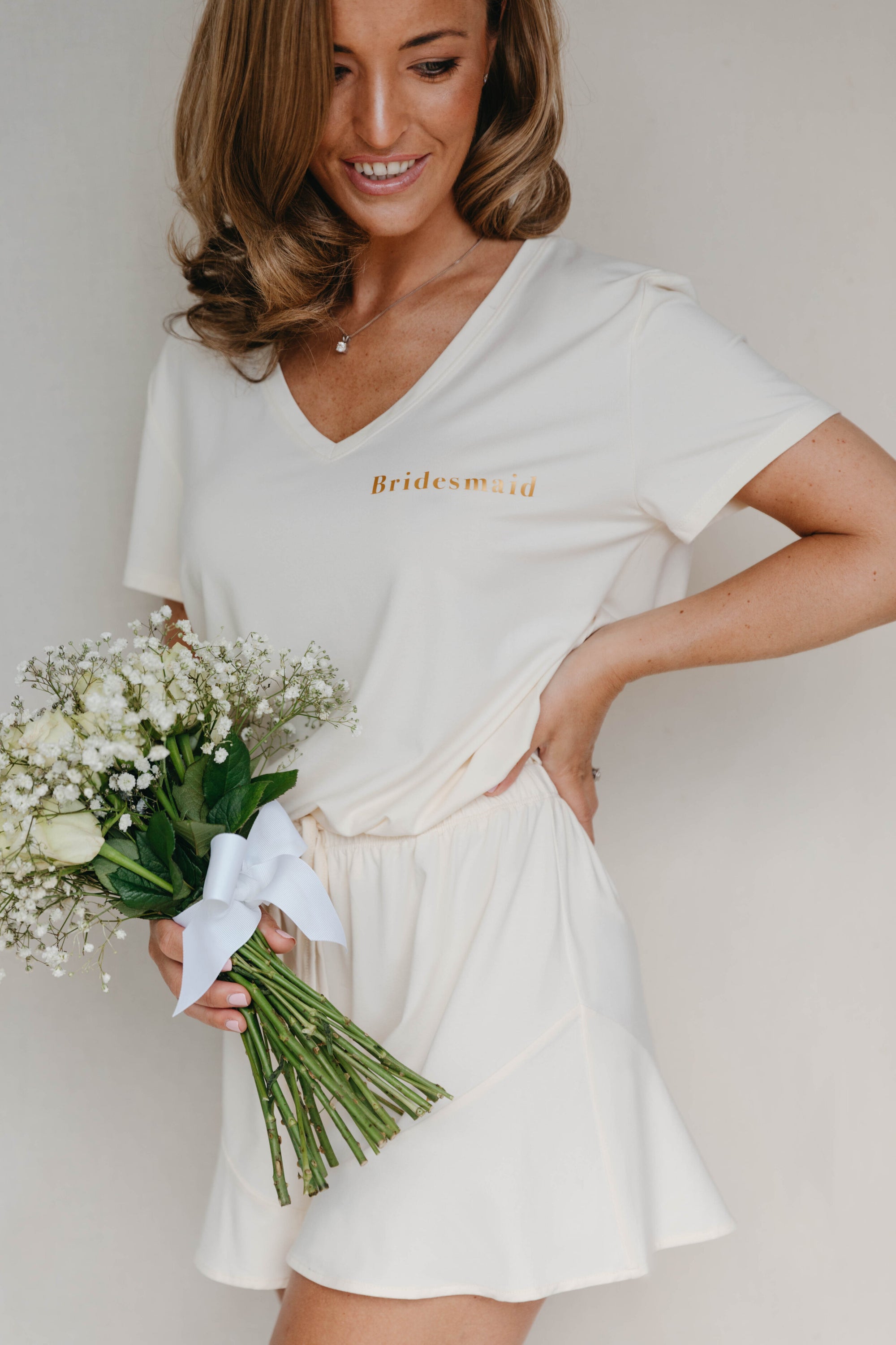 Bridal PJ V-Neck Soft Ivory T-Shirt