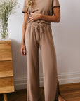 Spiced Chai drawstring wide-leg trousers