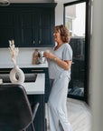 Pebble Grey drawstring wide-leg trousers