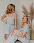 Pebble Grey ruffle drawstring shorts