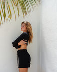 True Black Bamboo Rib Shorts