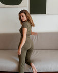 LIMITED EDITION Olive Green cuffed drawstring trousers