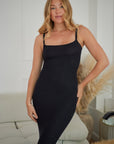True Black Bamboo Rib Maxi Lounge Dress