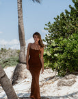 Chestnut Brown Bamboo Rib Maxi Lounge Dress