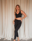 True Black cuffed drawstring trousers