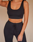 True Black Reversible crop top