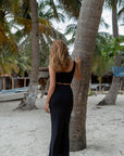 True Black drawstring bamboo maxi lounge skirt