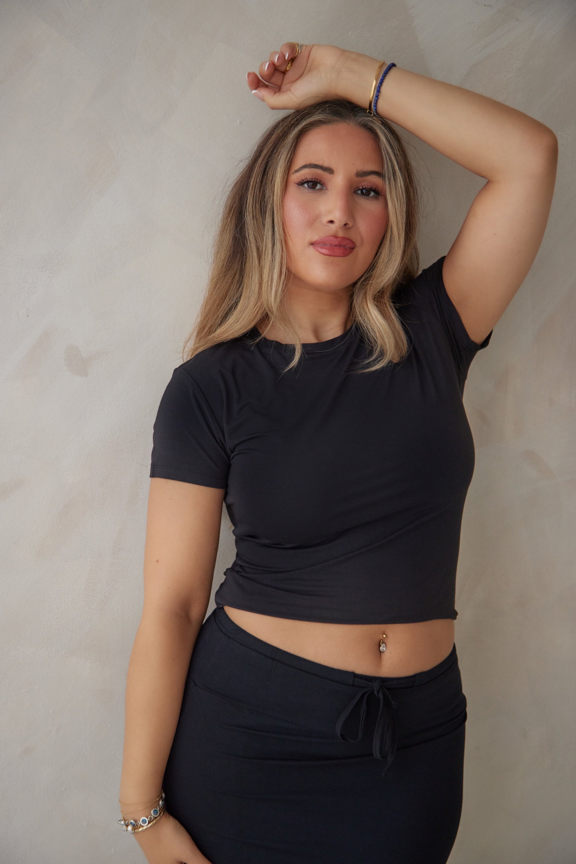 True Black Sculpt round neck t-shirt