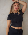 True Black drawstring bamboo maxi lounge skirt