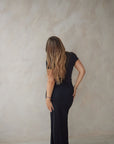 True Black drawstring bamboo maxi lounge skirt
