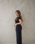 True Black drawstring bamboo maxi lounge skirt