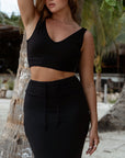 True Black drawstring bamboo maxi lounge skirt