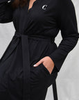 True Black Long Belted Robe