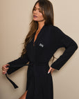True Black Long Belted Robe
