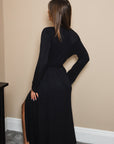 True Black Long Belted Robe