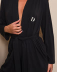 True Black Short Belted Robe