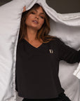 True Black Long Sleeve V-neck t-shirt