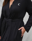 True Black Short Belted Robe