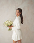 Bridal Soft Ivory Short Belted Robe