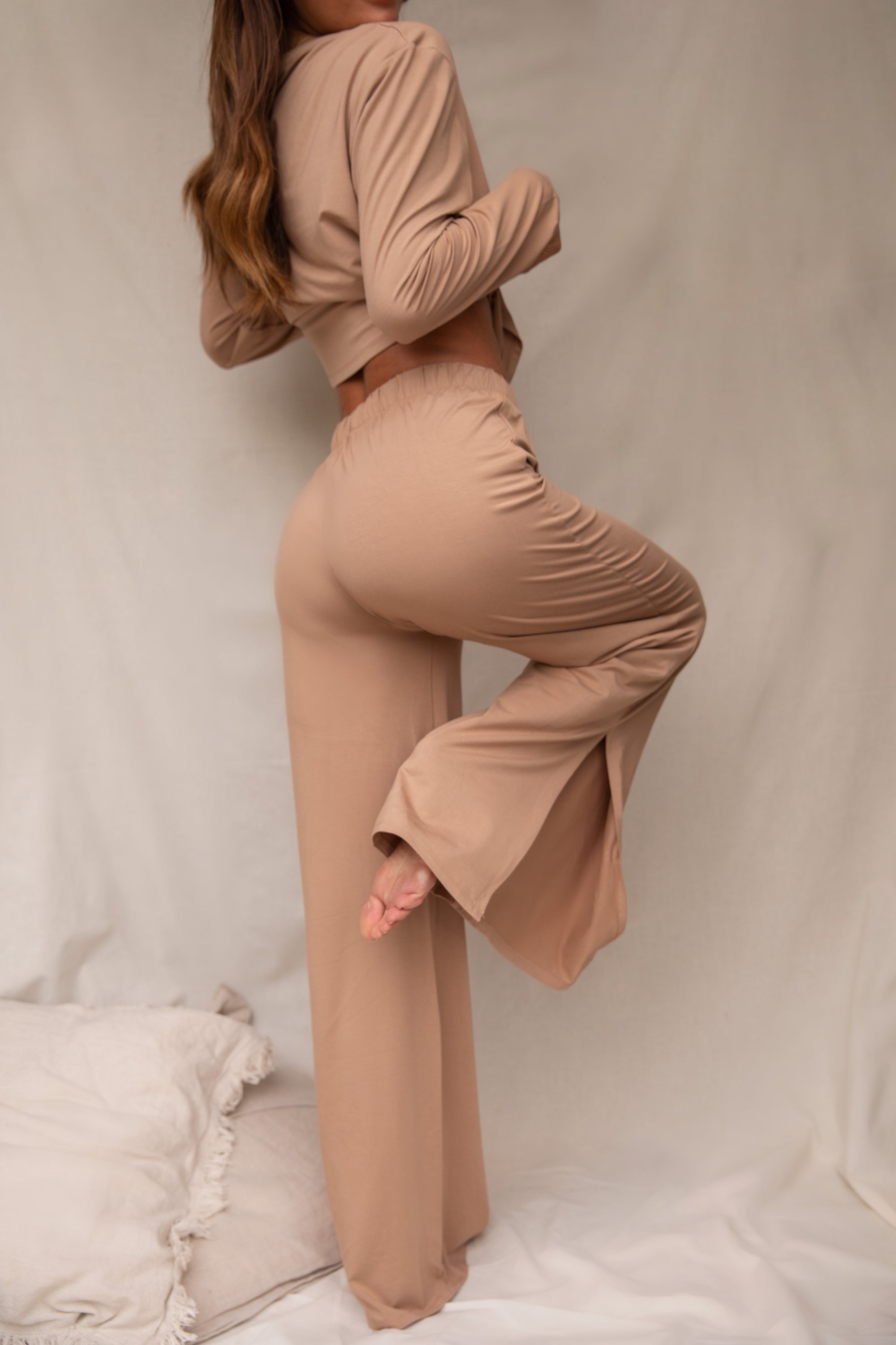 Spiced Chai drawstring wide-leg trousers
