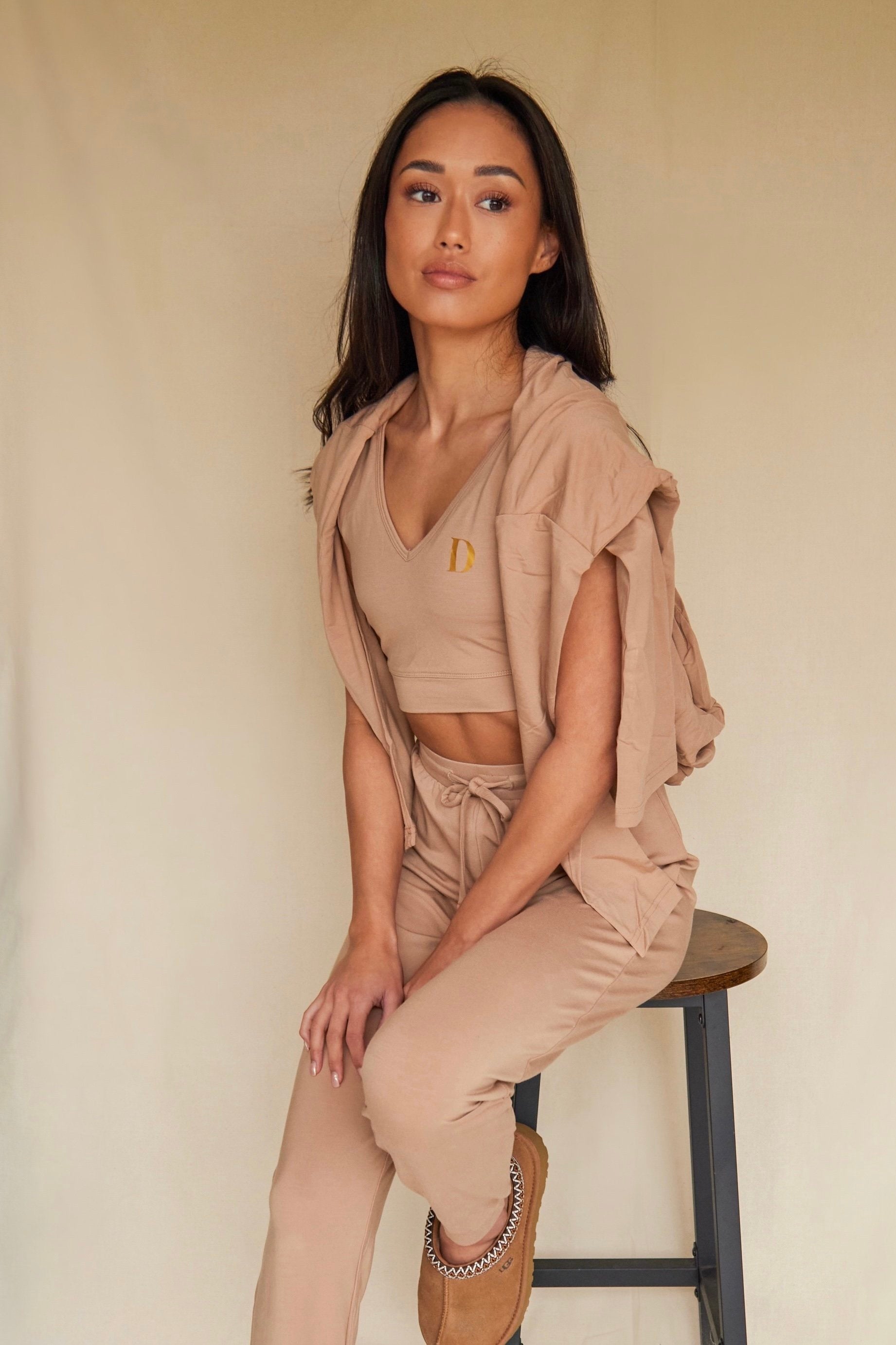 Spiced Chai cuffed drawstring trousers