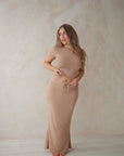 Spiced Chai drawstring bamboo maxi skirt