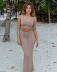 Spiced Chai drawstring bamboo maxi skirt