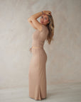 Spiced Chai drawstring bamboo maxi skirt
