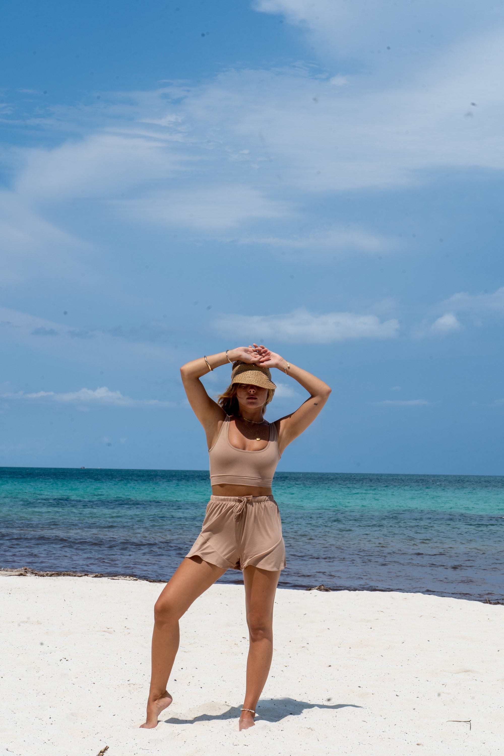 Spiced Chai ruffle drawstring shorts