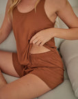 LIMITED EDITION Chestnut Brown ruffle drawstring shorts
