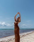 Chestnut Brown Bamboo Rib Maxi Lounge Dress
